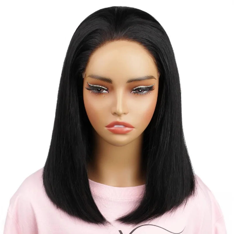 Wig for thin hairline-10 Inch Jet Black 6x6 HD Closure Bob Wig