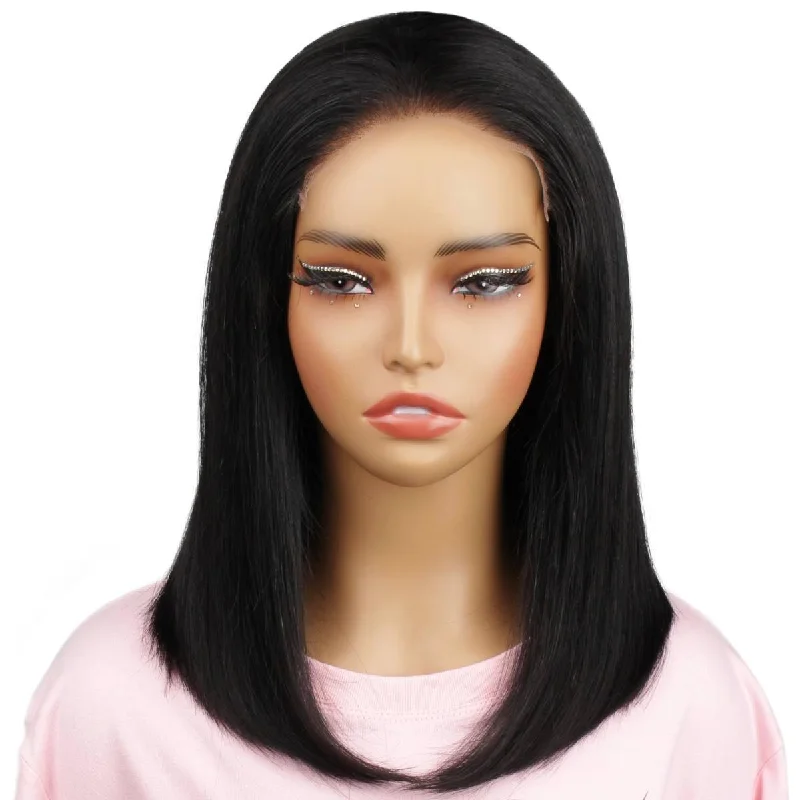 Medium length wig green-10 inch Jet Black 7x7 HD Closure Bob Wig