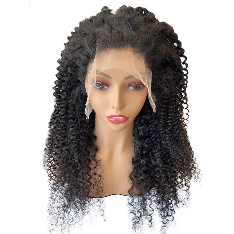 Human hair wig with waves-150% Density Brazilian 13x4 Lace Frontal Wig Deep Curly