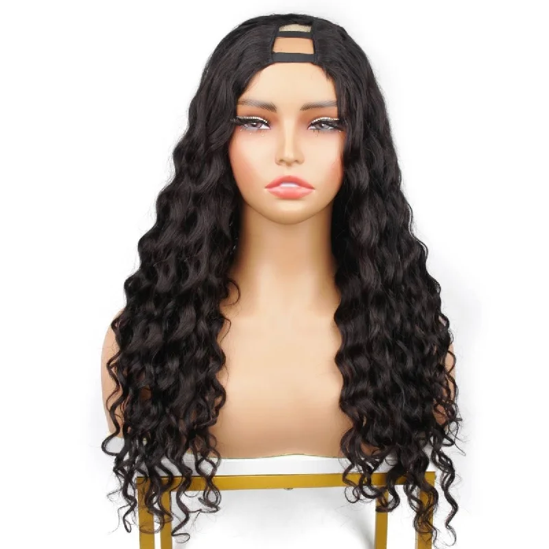 Curly wig for dry days-16 Inch Natural Wave V Part Wig