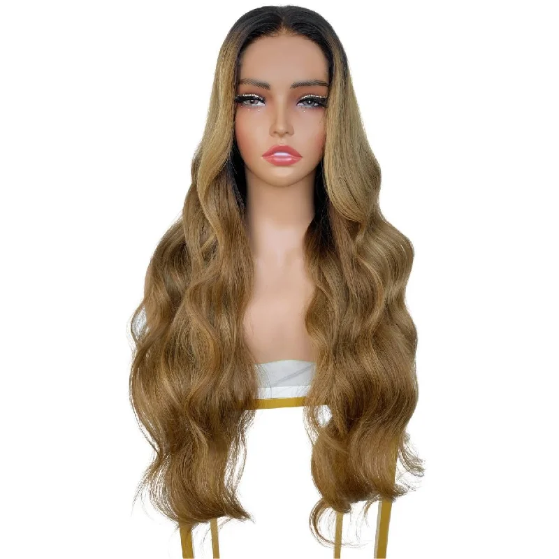 Wig for cool vibe-Raw Dark Blonde Balayage Wavy 5x5 HD Closure Wig