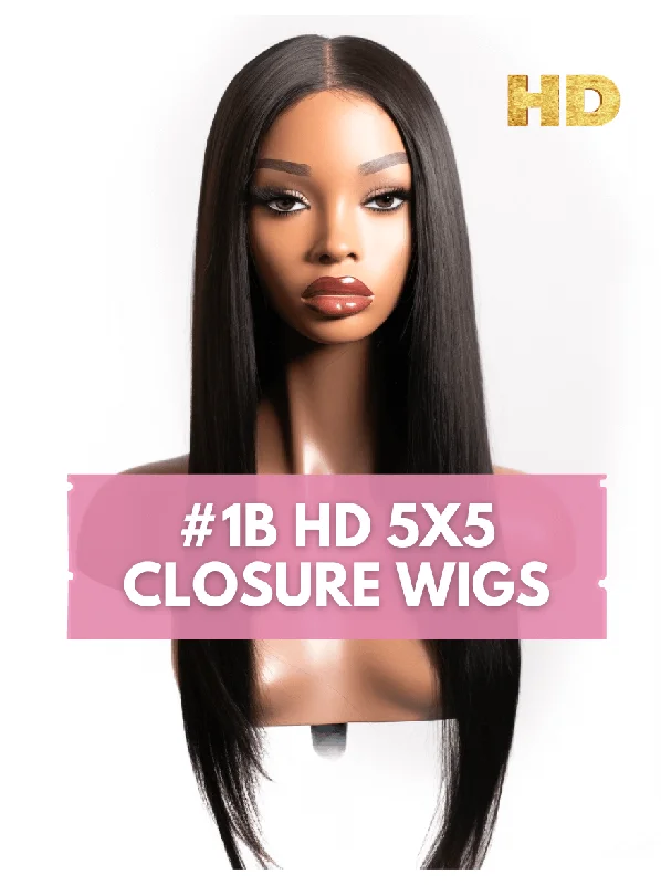 Wig for bright vibe-5x5 HD Lace Closure Wig #1b 200% Glueless Wig