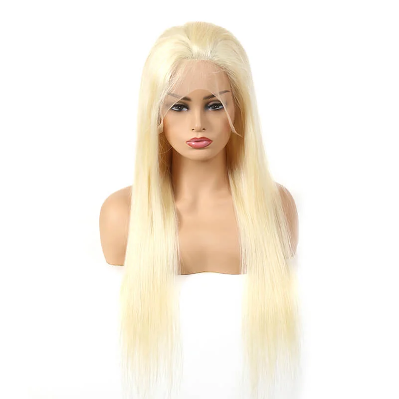 Short gray wig with shine-613 Blonde Brazilian 13x4 Lace Frontal Wig's Deal Straight 150% Density