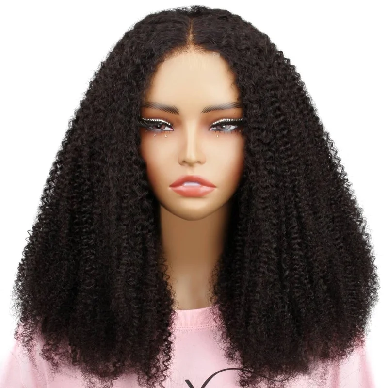 Wig for hairline coverage-Afro Kinky Curly HD 2x6 Closure Glueless Wig