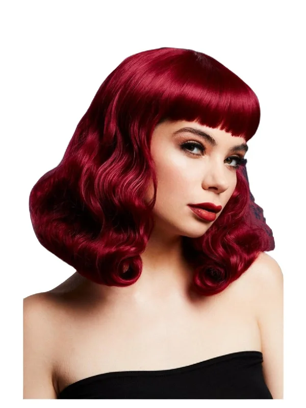 Wig for deep style-Bettie Wig with Short Fringe, Plum