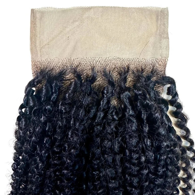 Brazilian Afro Kinky Curly 4x4 Transparent Closure