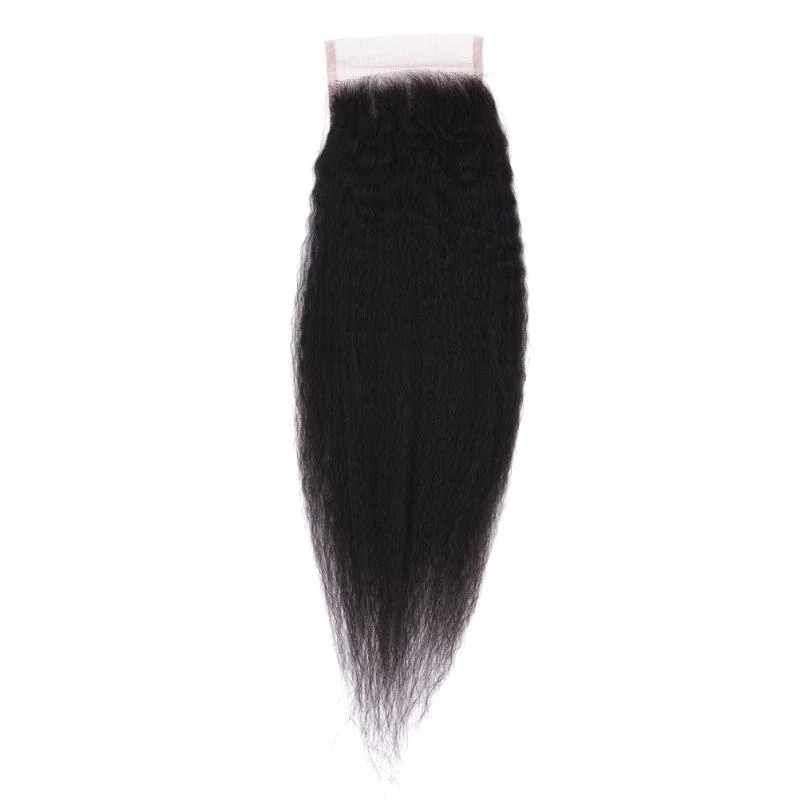 Wig for emo style-Brazilian Kinky Straight 4x4 Transparent Closure