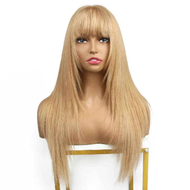 Wig for vivid vibe-Dark Blonde Straight Capless Bang Wig