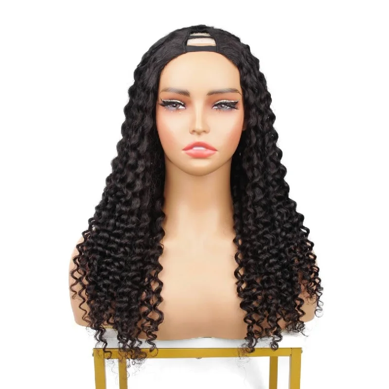 Wig for calm shine-Deep Curl V Part Wig