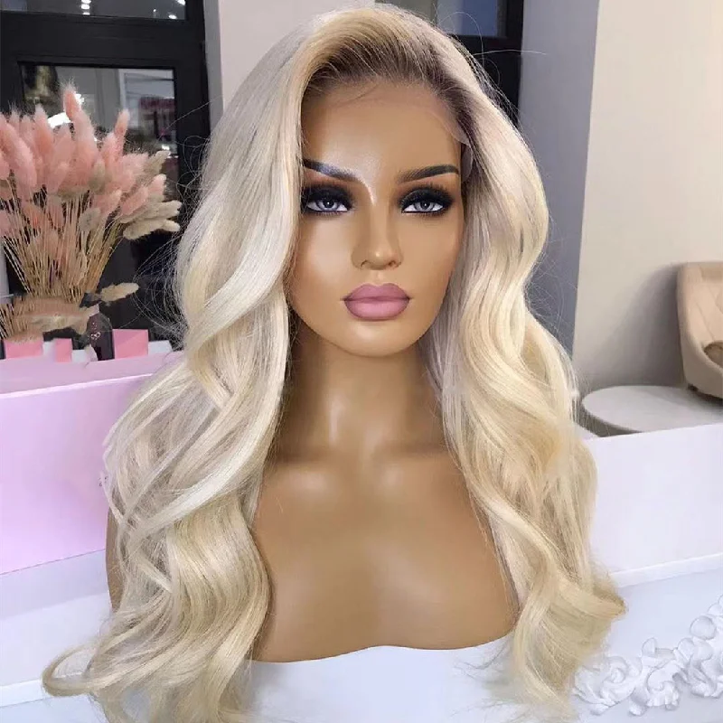 Wig for crisp flair-European Virgin Hair Wig Unprocessed 613 Blonde Color Natural Wave With Pre-pluck Deep Undetectable Lace Front Wigs