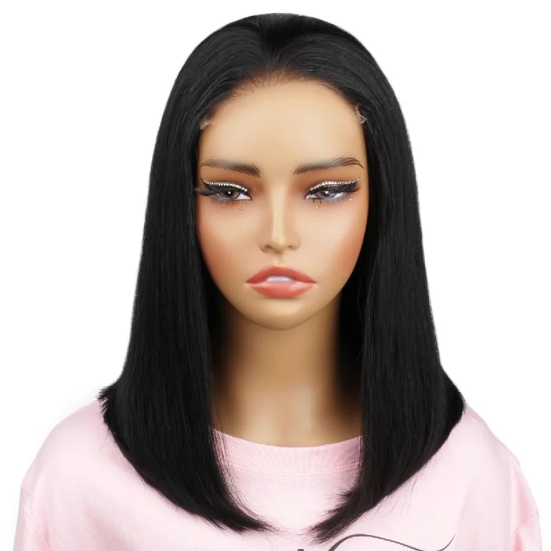 Long wig for volume-Jet Black 5x5 HD Closure Bob Wig