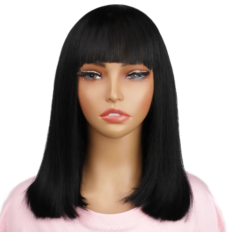 Wig for glossy vibe-Jet Black Bang Bob Wig