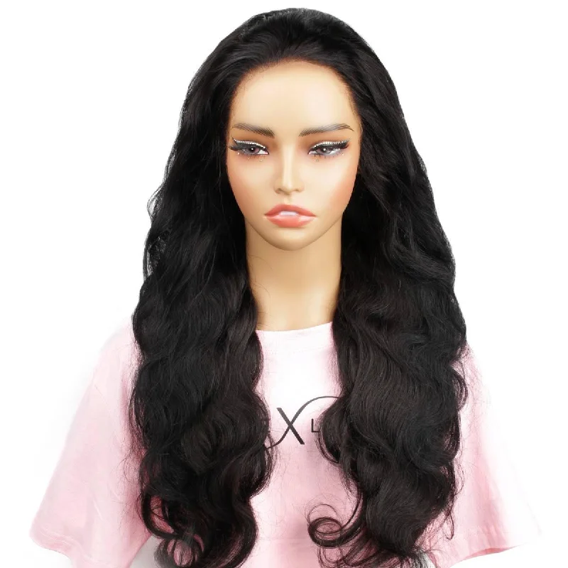 Curly wig for flair-Jet Black Body Wave 13x4 HD Lace Front Wig