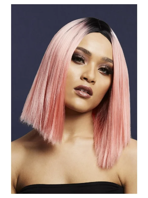 Deep curl wig gray-Kylie Wig - Two Toned Blend, Coral Pink