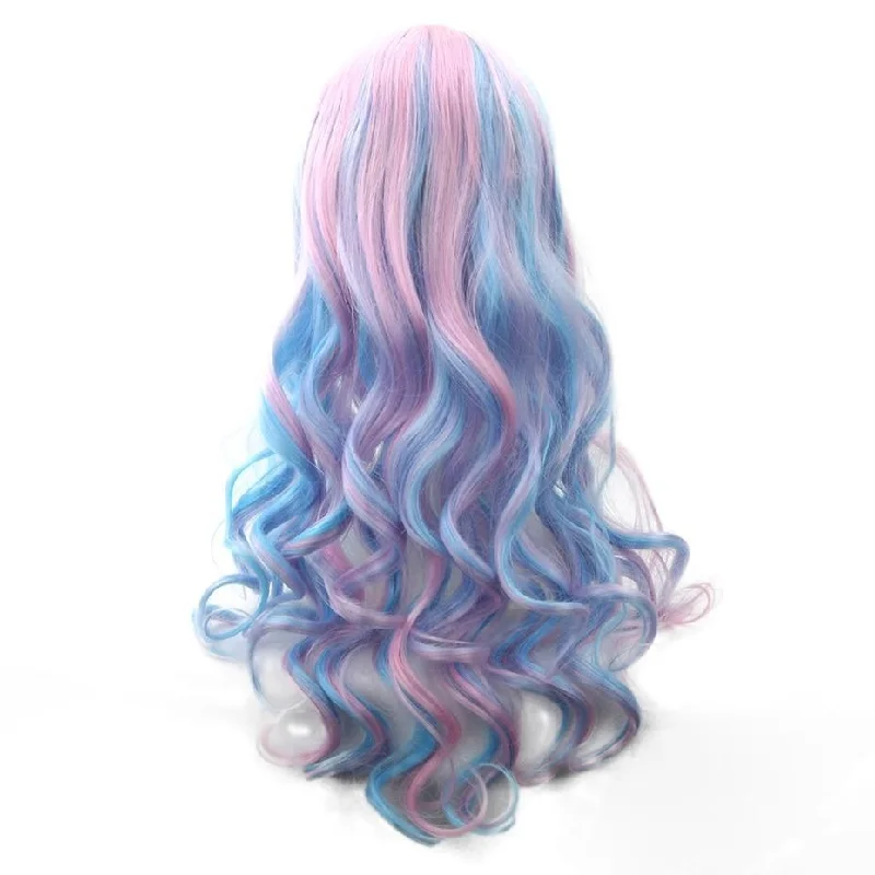 Long straight wig purple-Long Cotton Candy Wig