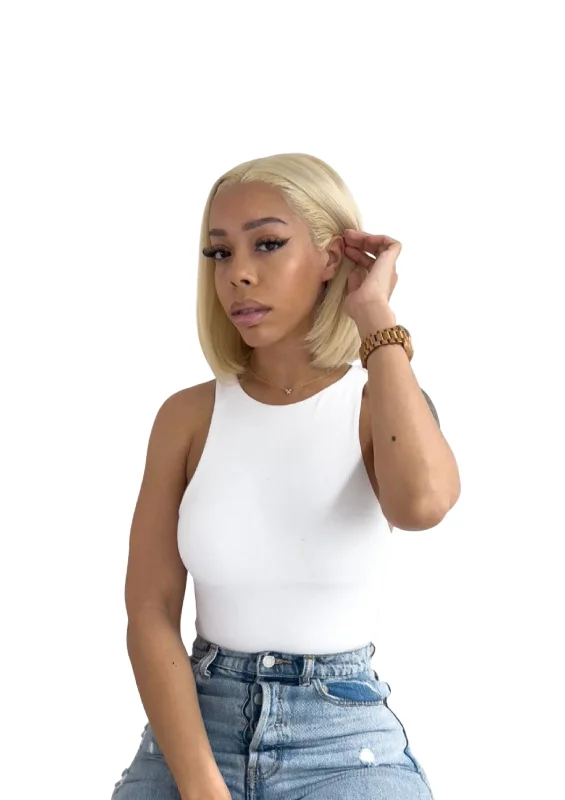 Wig for short jawline-Luxury Honey Blonde Transparent Frontal Wig (US)