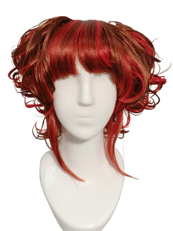 Medium wavy wig blue-Mistress Flame Wig Red and Brown