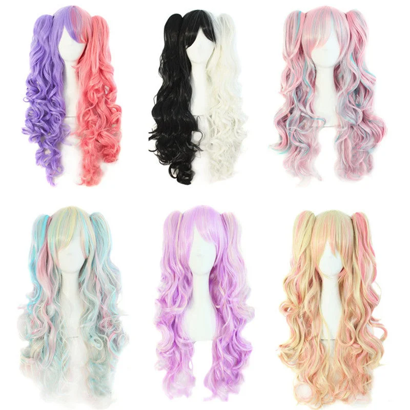 Wig for full flair-Multi-Color Pigtail Wigs