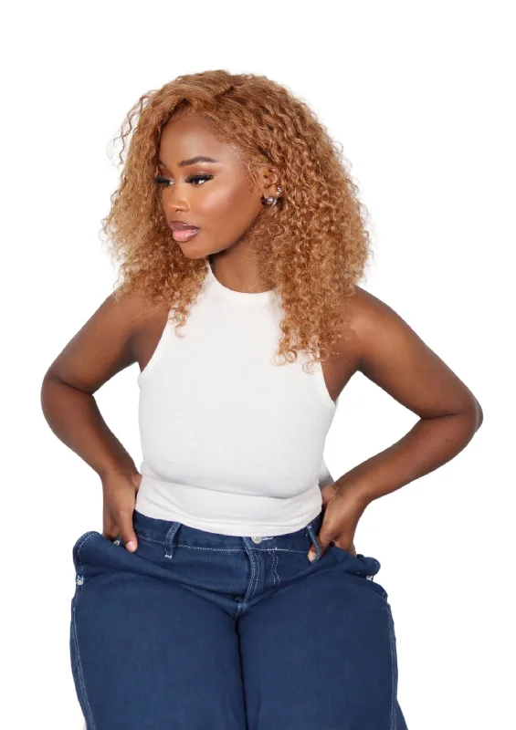 Invisible lace wig blonde-Dark Honey Blonde Deep Wave HD Lace Frontal Wig