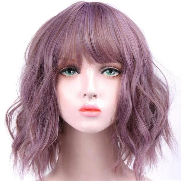 Wig for cool flair-Short Wavy Pastel Wig