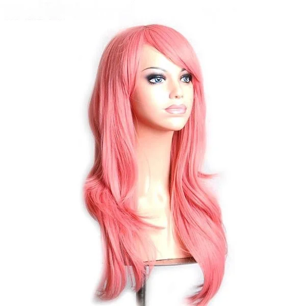 Long blonde wig with texture-Solid Color Long Wigs