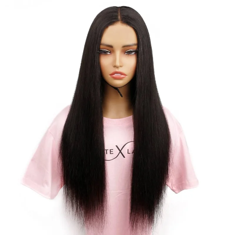 Premium wig retailers-Yaki Straight HD 2x6 Closure Glueless Wig