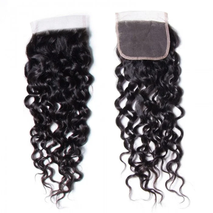 real person hair ring anywhere ring-Hair Water Wave 1pcs Free Part Lace Closure 100% Human Hair Swiss Lace Closure