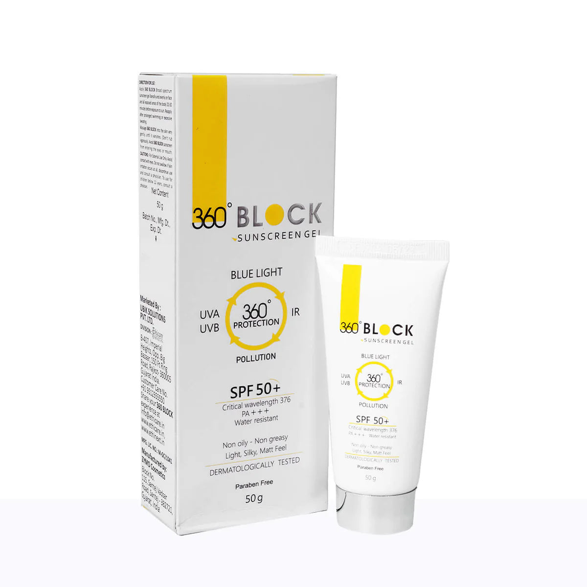 Rinse-out color-360° Block Sunscreen Gel spf 50+, 50gm