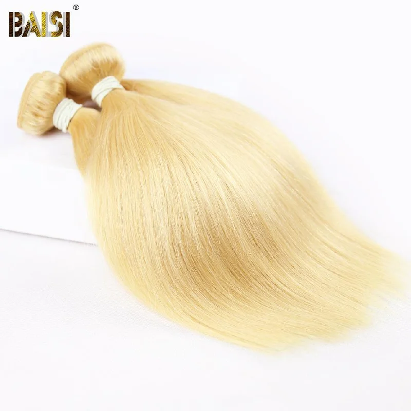 real person hair ring rough texture-BAISI Eurasian Straight Human Hair 10A Grade Blonde 613# Hair