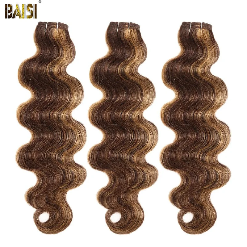 real person hair ring simple band-BAISI Highlight Bundles Body Wave Weave Human Hair 10A Grade