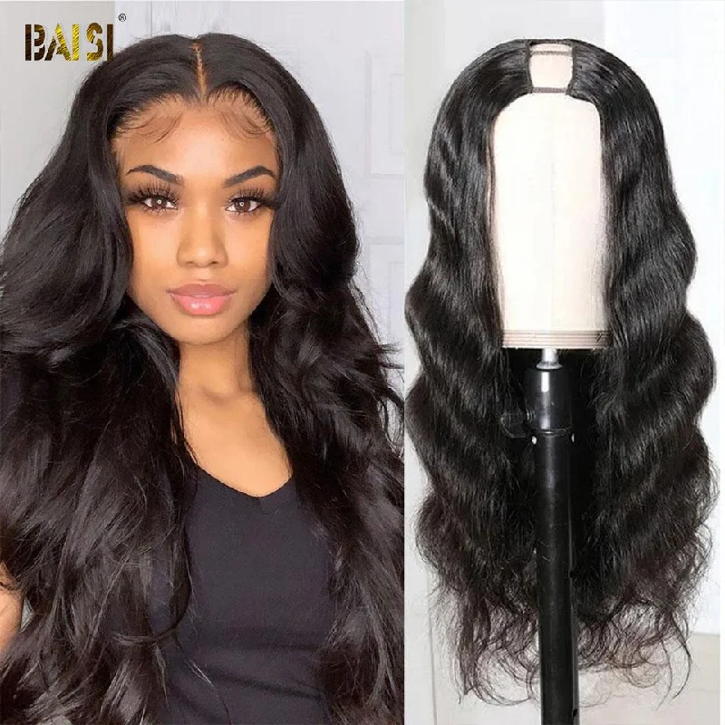 real person hair ring essential ring-BAISI U Part Wig Body Wave 100% Human Hair Wigs