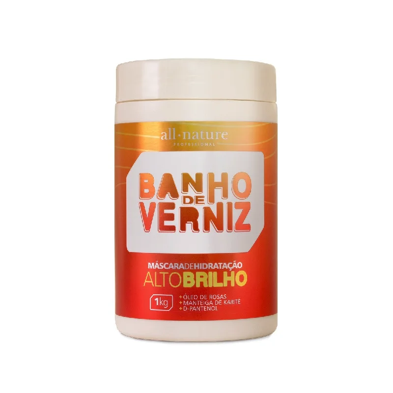 Hair care tips for snowy days-Banho de Verniz Varnish Bath Shea Rose D-Panthenol Shine Mask 1Kg - All Nature