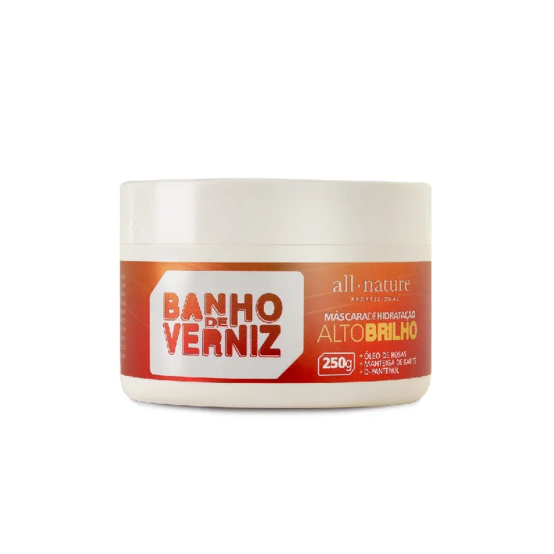 Hydrating hair care for fall-Banho de Verniz Varnish Bath Shea Rose D-Panthenol Shine Mask 250g - All Nature