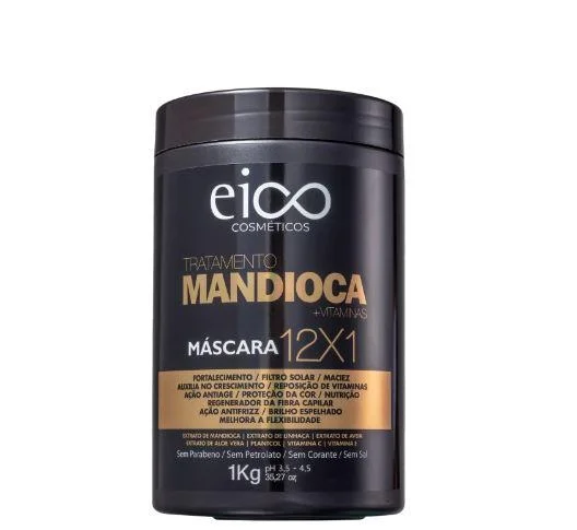 Hair care products with hyaluronic acid-Cassava Manioc 10x1 Treatment Moisturizing Anti Aging & Frizz Mask 1Kg - Eico