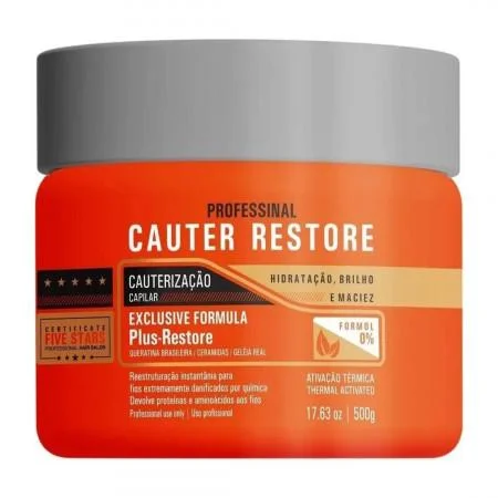 Best hair care for white hair-Cauterization Cauter Restore Hydration Bright Keratin Mask 500g - Fio Perfeitto