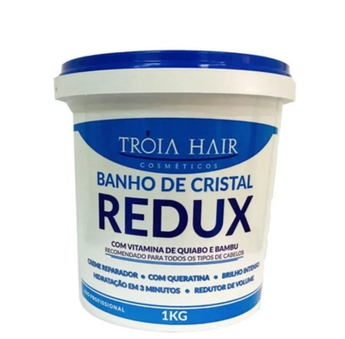 Best hair care for scalp greasiness-Crystal Bath Banho de Cristal Redux Okra Bamboo Shine Mask 1Kg - Troia Hair