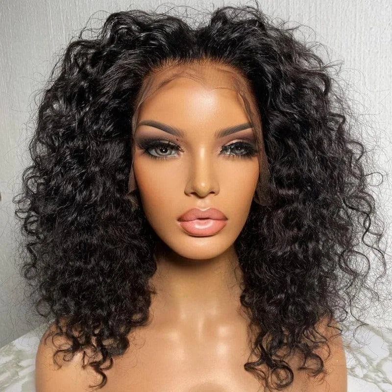 real person hair ring city ring-Readytogo-Middle Part Curly Frontal Lace Wig 100% Human Hair