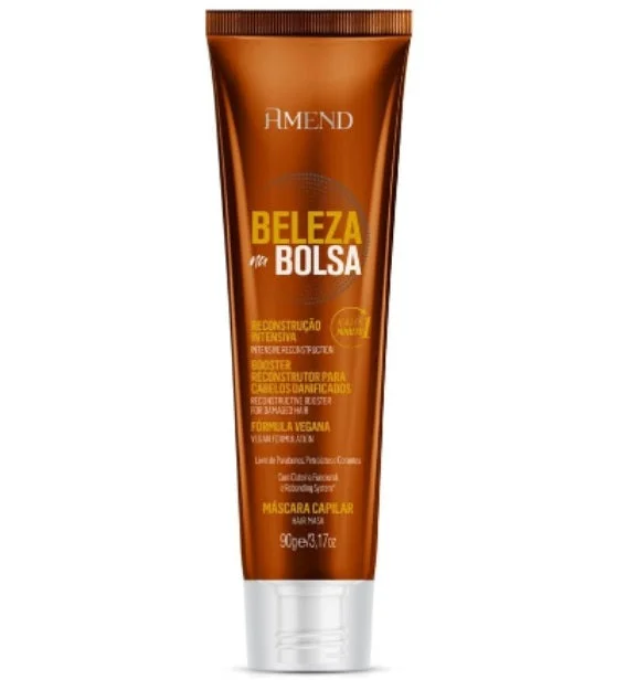 Moisturizing shampoo for kinky hair-Intensive Reconstruction Hair Booster Treatment Beleza na Bolsa Mask 90g - Amend