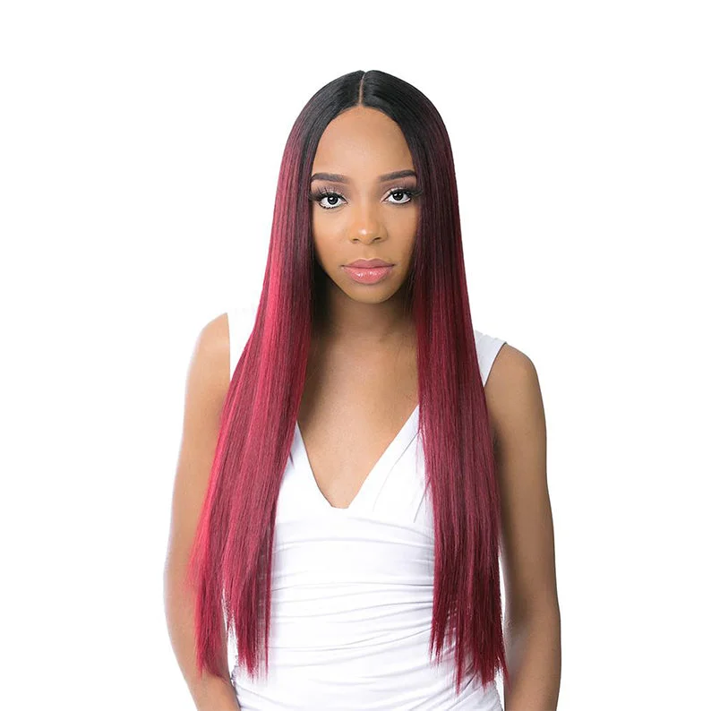 real person hair ring app band-IT'S A WIG Human Hair Premium Mix HD Lace Wig - STRAIGHT 30"