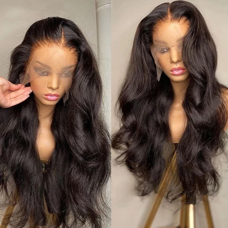 real person hair ring bold pattern-Brazilian Body Wave 13x4 Lace Front Wig Glueless Virgin Human Hair Wigs