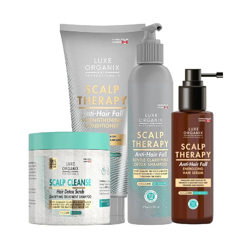 Flake relief cream-Luxe Organix Scalp Therapy Anti-Hair Fall & Hair Detox Scrub Bundle with Serum