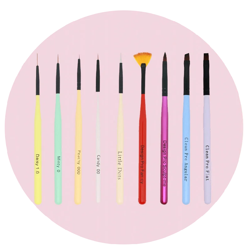 Mitty Nail Brush Kit Rainbow 8Pce