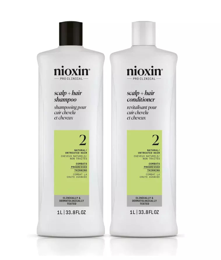 Nioxin System 2 Shampoo and Conditioner for Natural Hair 33.8 oz Duo