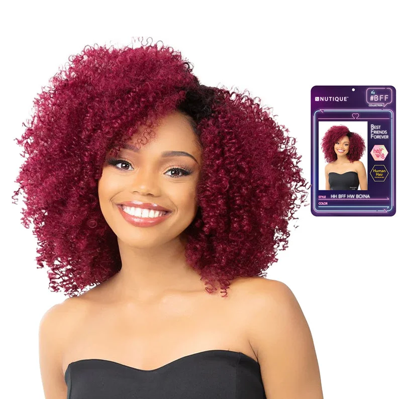 real person hair ring adaptable style-NUTIQUE BFF Human Hair Blend Half Wig - BOINA