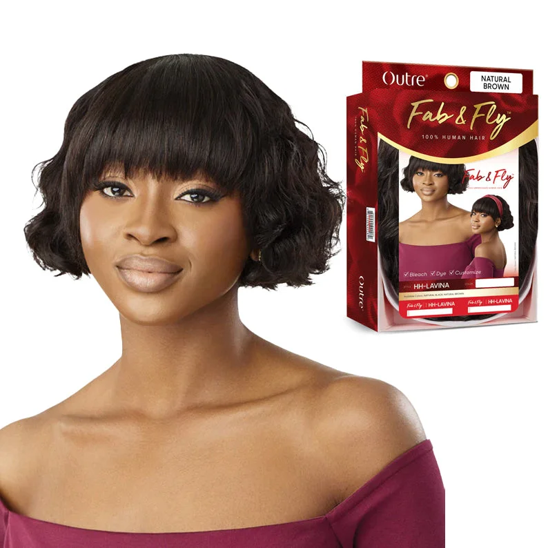 real person hair ring short batch-OUTRE Fab & Fly 100% Unprocessed Human Hair Full Wig - LAVINA