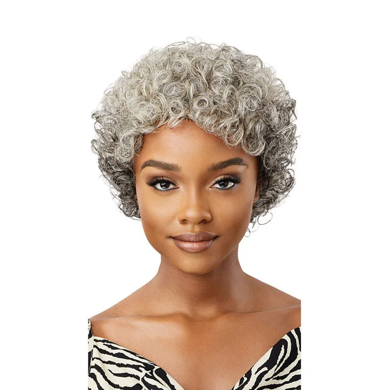 real person hair ring durable band-OUTRE Fab & Fly Gray Glamour 100% Unprocessed Human Hair Wig - VERONICA