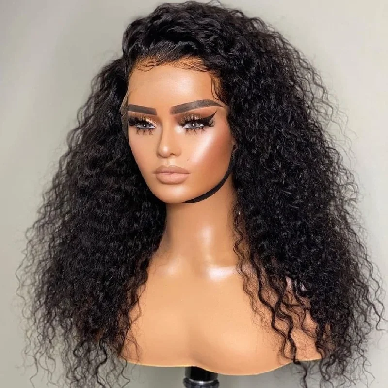 real person hair ring affordable band-Frontal 13x4 Lace Wig Curly Glueless Human Hair Wig