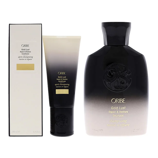 Oribe Gold Lust Repair and Restore Shampoo and Conditioner Kit by Oribe for Unisex - 2 Pc Kit 2.5oz Shampoo, 6.8oz Conditioner