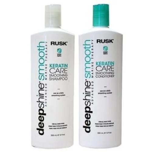 Rusk DeepShine Smoothing Keratin Care Shampoo Conditioner Duo 12 Oz