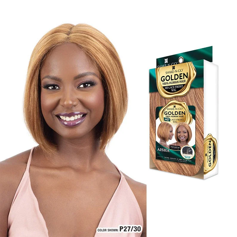 real person hair ring small batch ring-SHAKE N GO Golden 100% Human Hair HD Lace Front Wig AISHA